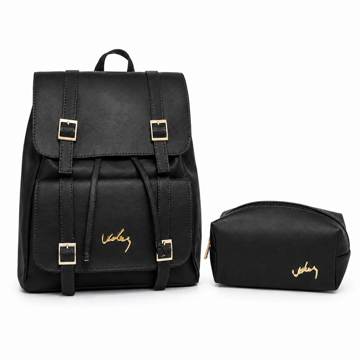 Morral 100% en cuero + cosmetiquera de regalo