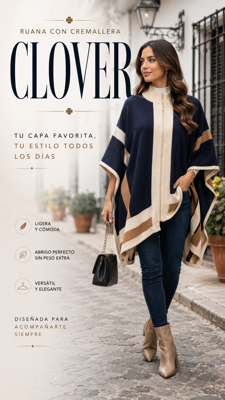 Ruana con cremallera Clover